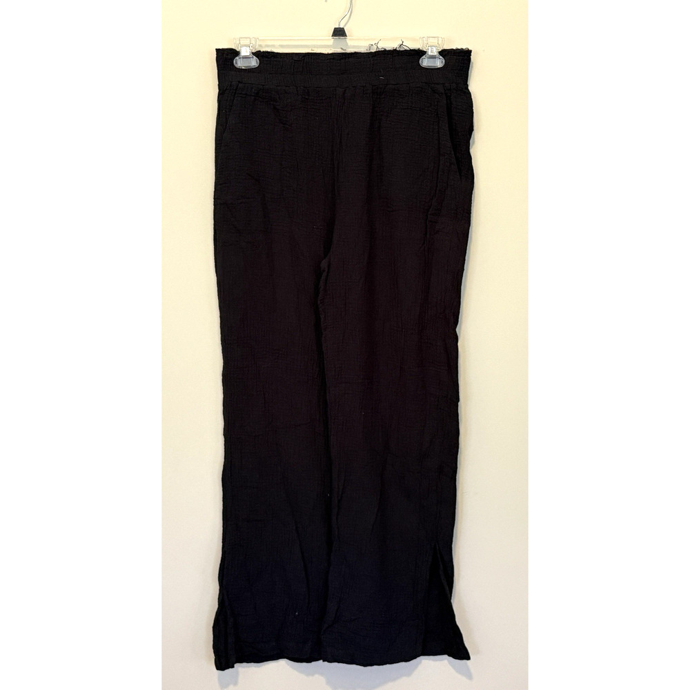 C&C California Women’s Black Pants Size L Elastic Waist Pockets Ankle Slits NWOT - Picture 4 of 7